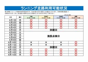 ランニング走路利用可能表のサムネイル