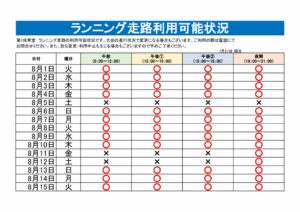 ランニング走路利用可能表のサムネイル