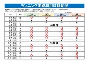 ランニング走路利用可能表のサムネイル