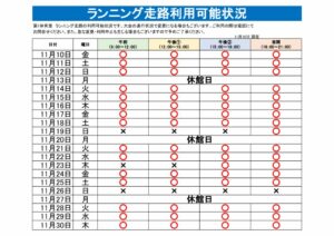 ランニング走路利用可能表のサムネイル