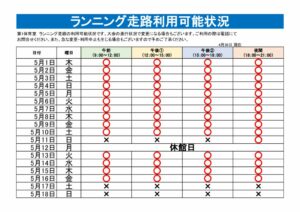 ランニング走路利用可能表のサムネイル