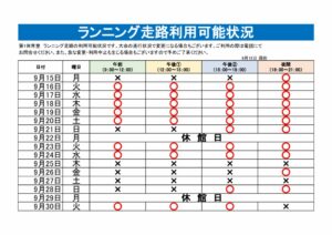 ランニング走路利用可能表のサムネイル