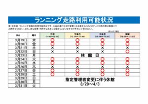 ランニング走路利用可能表のサムネイル